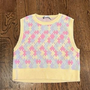 Zara Retro Puzzle Piece Pastel Tank Sweater